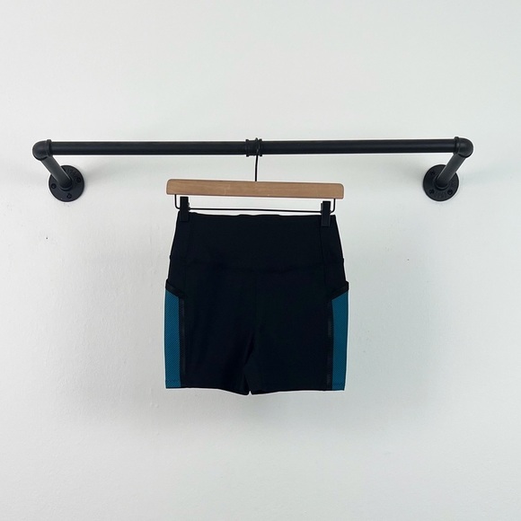 NEW Free People Ticket to Paradise Contrast High Waisted Bike Shorts Black/Blue - Picture 4 of 7